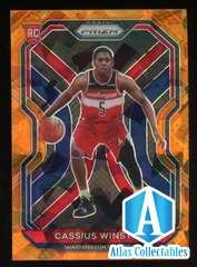 2020-21 Panini Prizm Cassius Winston Orange Cracked Ice #275 Rookie Wizards